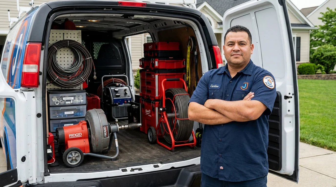 Professional drain cleaning equipment and Johns Plumbing LLC plumber in Signal Hill