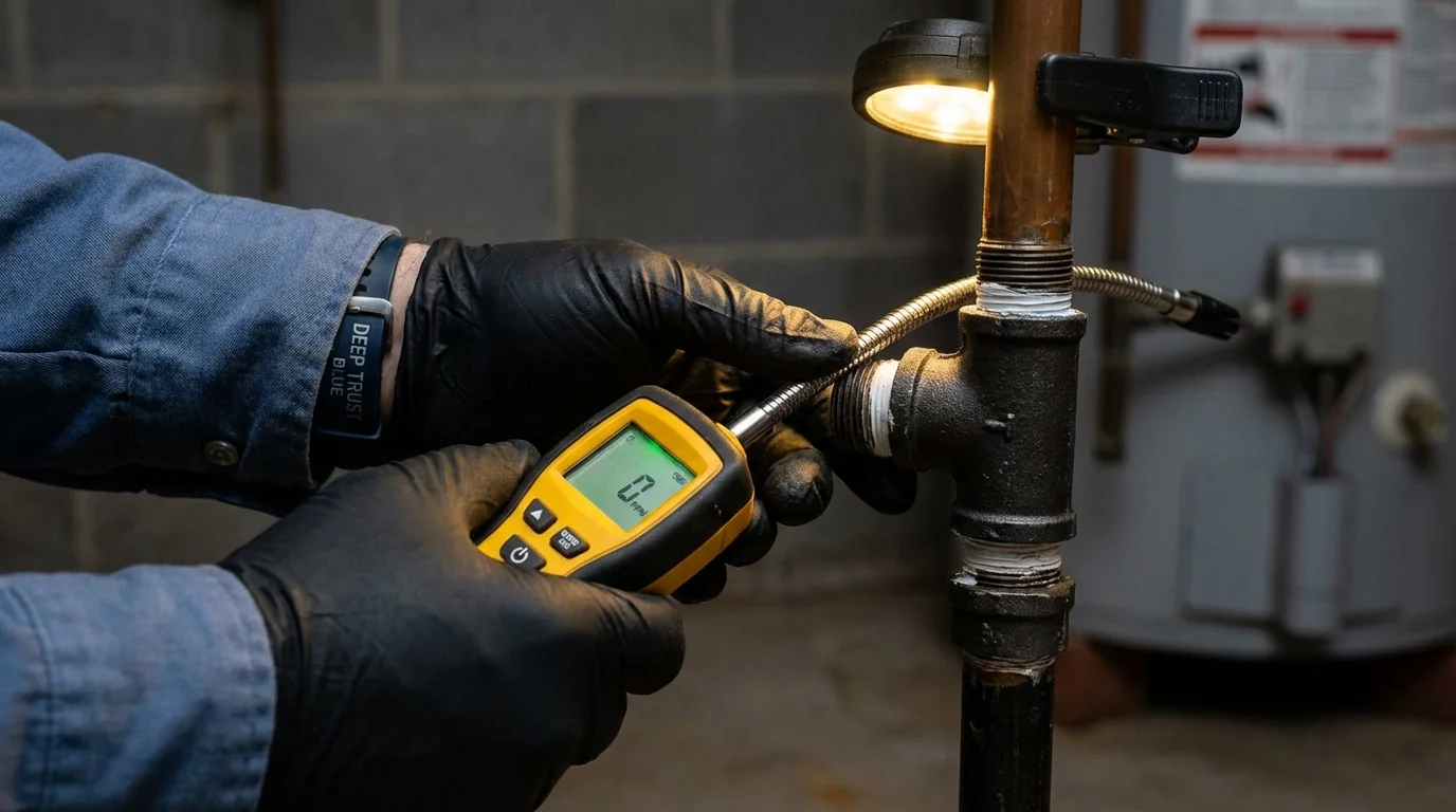 Gas leak detection with electronic sniffer by Johns Plumbing LLC in Signal Hill