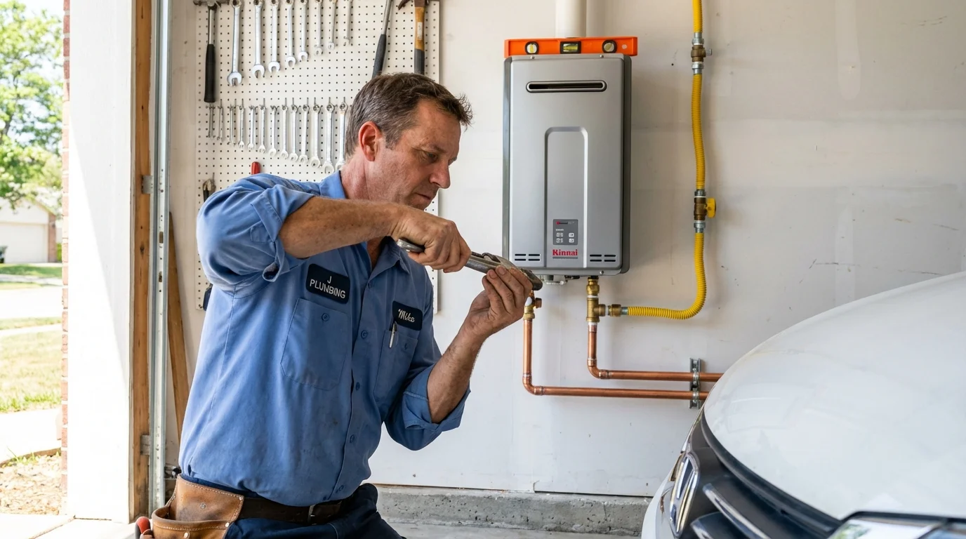 Tankless water heater installation by a Johns Plumbing LLC plumber in Signal Hill
