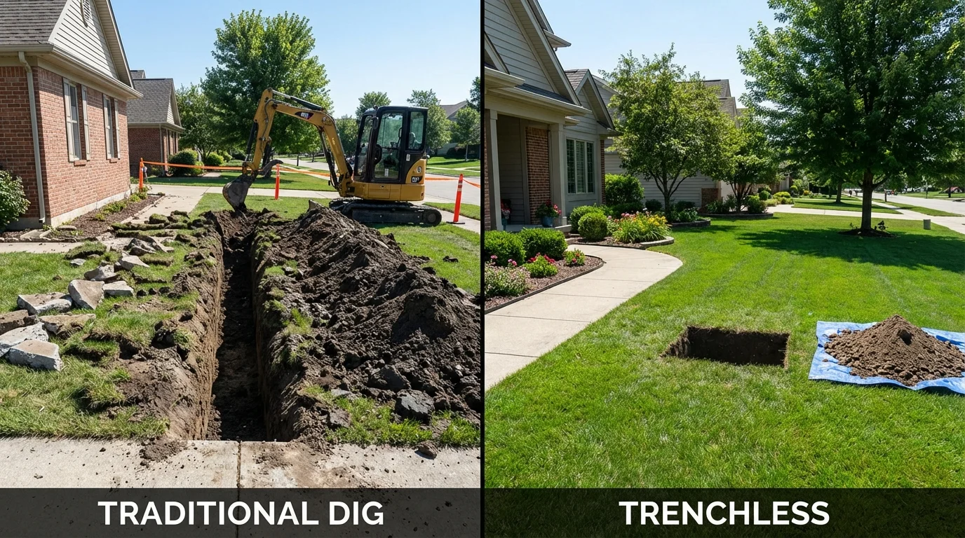 Trenchless sewer repair with minimal yard damage versus traditional excavation in Signal Hill, CA